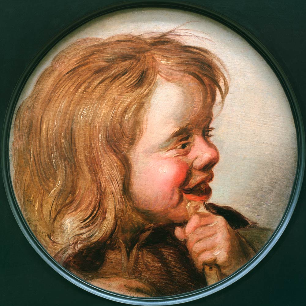 Lachend kind met fluit  van Frans Hals