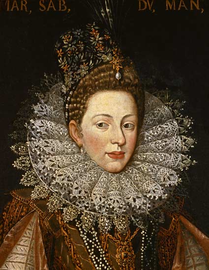 Portrait of Margaret Gonzaga, Duchess of Savoy van Frans II Pourbus