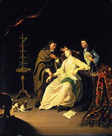 Arzt fühlt einer ohnmächtigen Frau den Puls. van Frans III. van Mieris