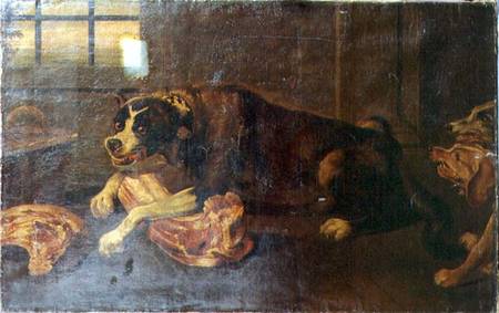 Dogs Gnawing Joints of Meat van Frans Snyders