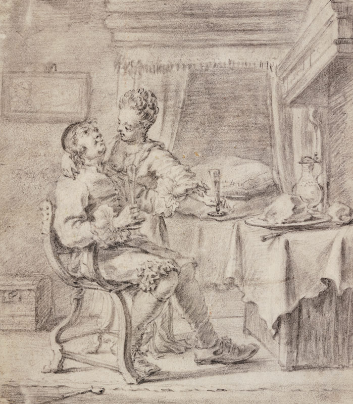 Liebespaar beim Nachtmahl van Frans van Mieris d. Ä.