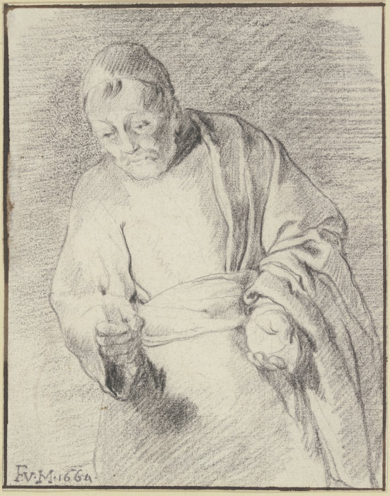 Alter Mann mit einer Kerze van Frans van Mieris d. Ä.
