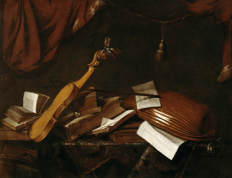 Stillleben mit Geige und Laute van Franz Friedrich Franck