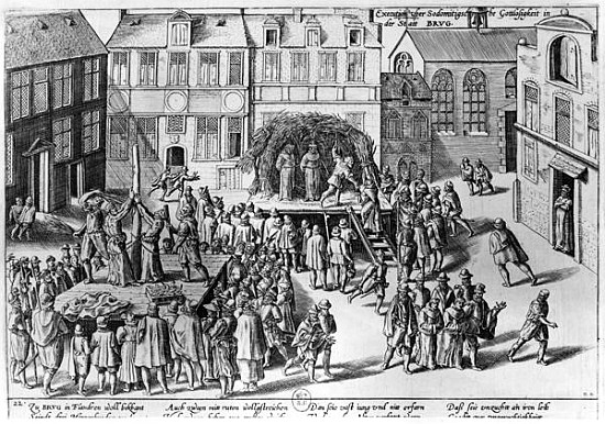 Stake at Bruges during the Government of Fernando Alvarez de Toledo (1508-82) Duke of Alba van Franz Hogenberg