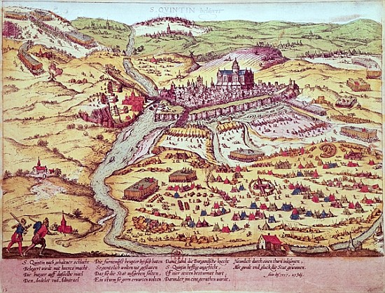 The Siege of St. Quentin, 27th July 1557 van Franz Hogenberg