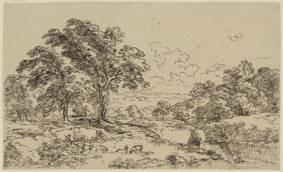 Landscape full of trees van Franz Innocenz Josef Kobell