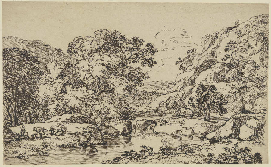 Landscape full of trees van Franz Innocenz Josef Kobell