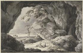 Felshöhle mit lagernden Figuren