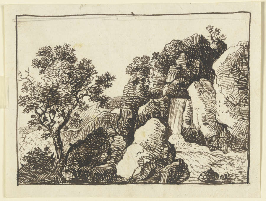 Crag with waterfall van Franz Innocenz Josef Kobell