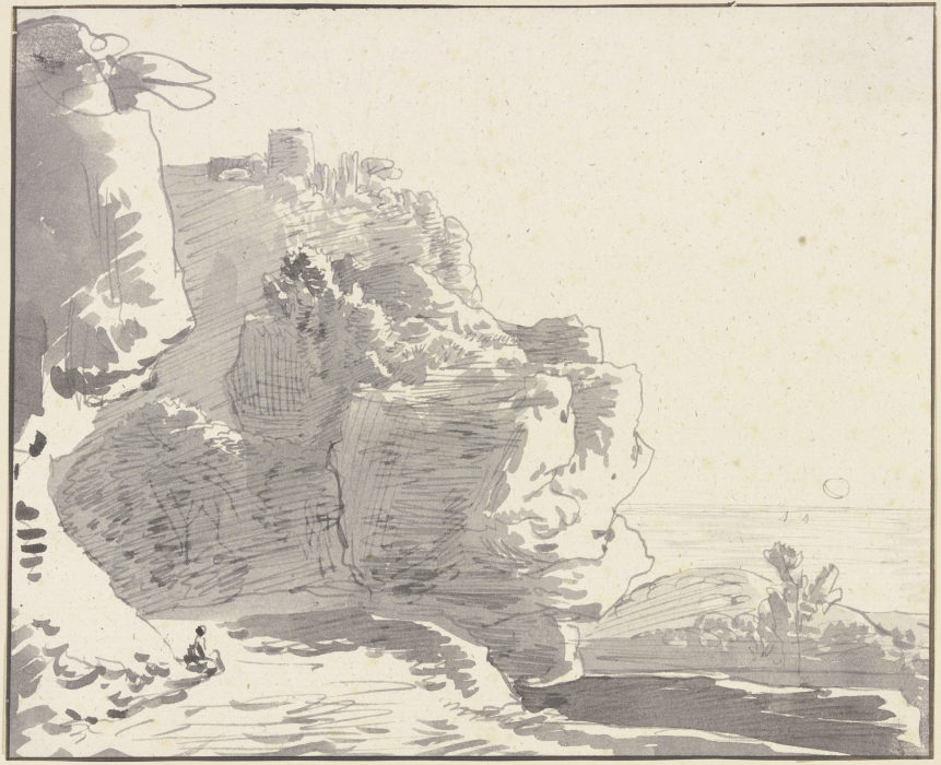 Hoher Fels mit Burg, rechts Blick in die Ferne van Franz Innocenz Josef Kobell
