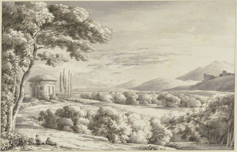 Landschaft mit antikem Rundturm van Franz Innocenz Josef Kobell
