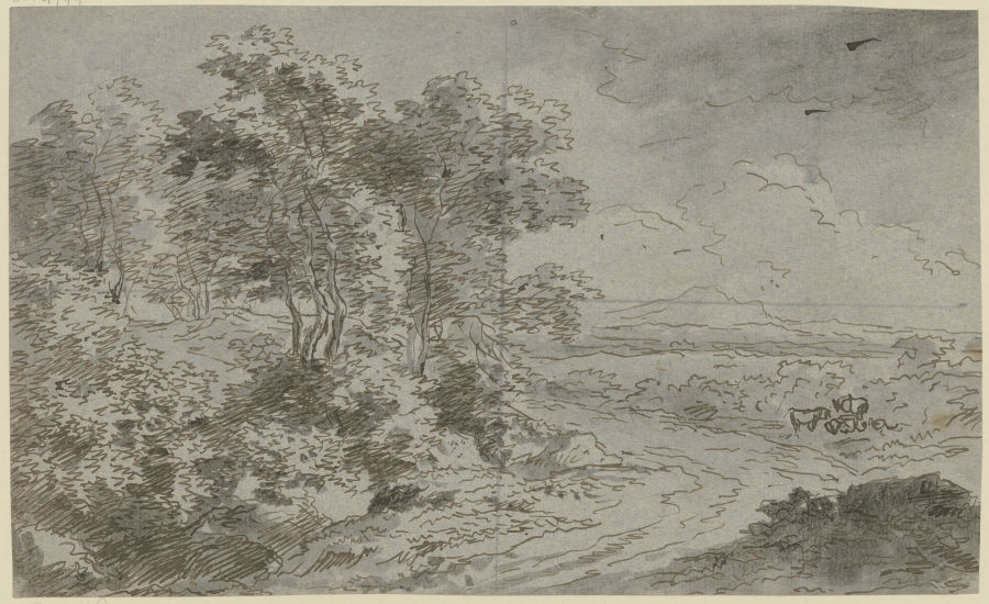 Landschaft mit Bäumen und Vieh van Franz Innocenz Josef Kobell