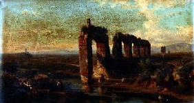 View of the Claudian aqueduct in the Roman Campagna