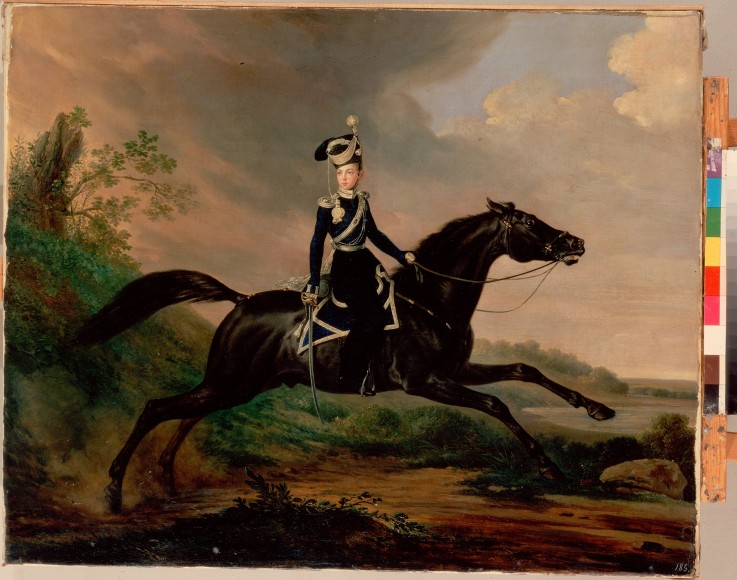 Equestrian Portrait of Grand Prince Alexander Nikolayevich (1818-1881) van Franz Krüger