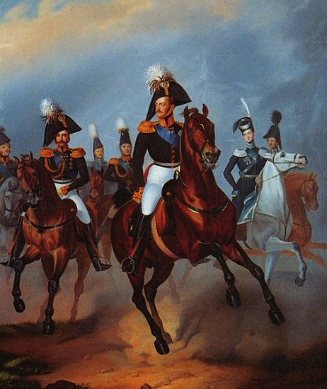 Nicholas I with his officers van Franz Kruger