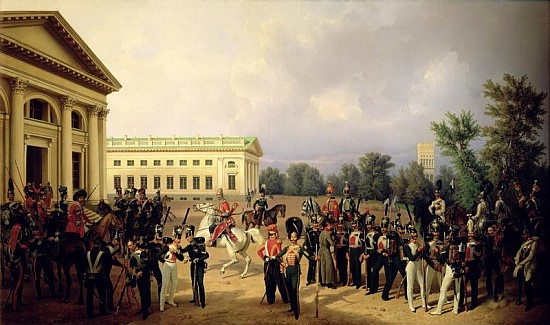 The Russian Guard in Tsarskoye Selo in 1832 van Franz Kruger