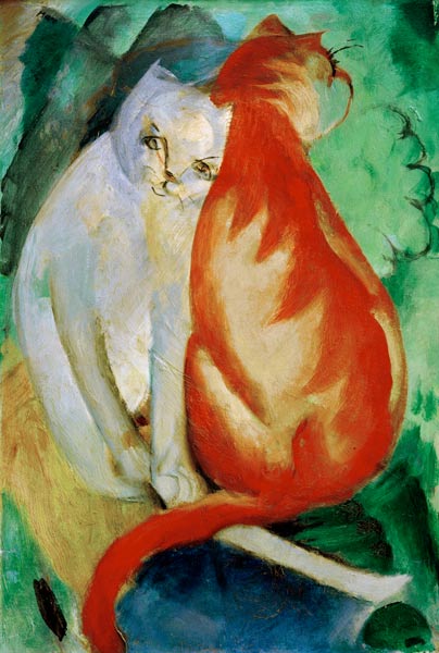 Cats, red and white van Franz Marc