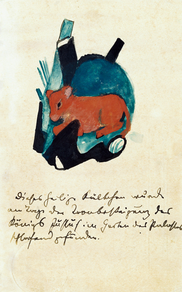 Das heilige Kälbchen (Auf Postkarte an Else Lasker-Schüler) van Franz Marc