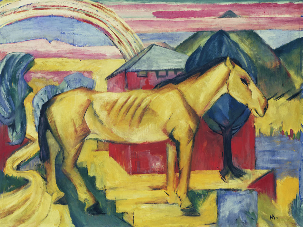 Langes gelbes Pferd van Franz Marc