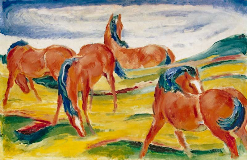 Weidende Pferde III. van Franz Marc
