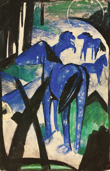 De moeder van de blauwe paarden (kaart aan Else Lasker-Schüler)  - Franz Marc van Franz Marc