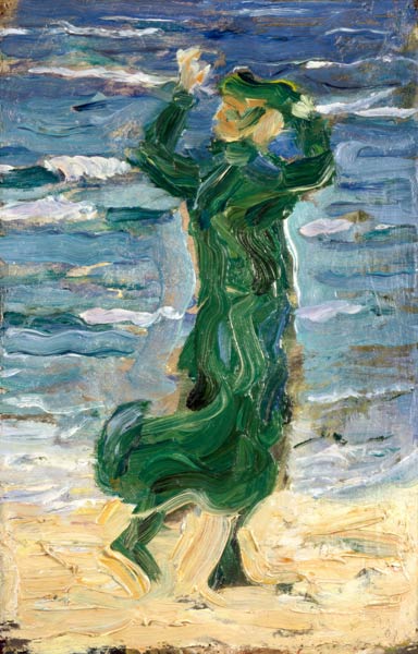 Frau im Wind am Meer van Franz Marc