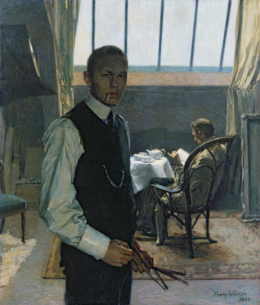 Self Portrait in the Studio van Franz Nolken