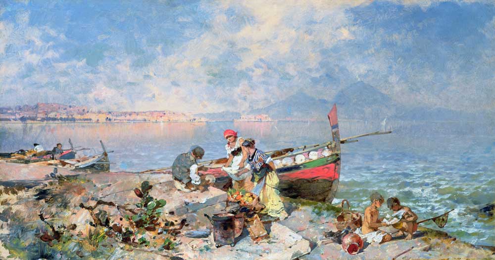 Bay of Naples (panel) van Franz Richard Unterberger