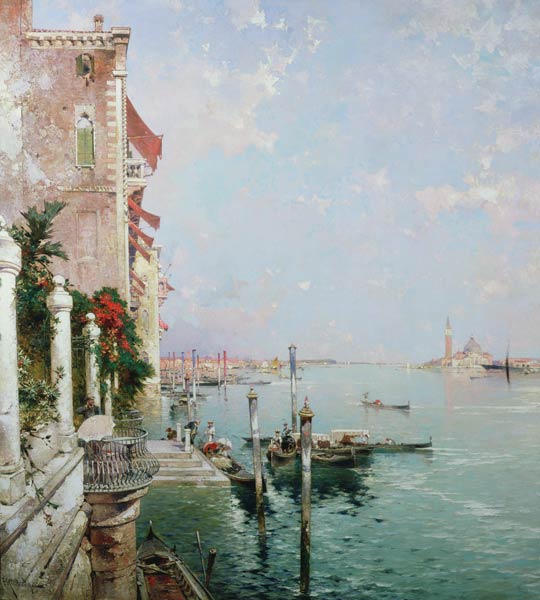 Venice: View from the Zattere with San Giorgio Maggiore in the Distance van Franz Richard Unterberger
