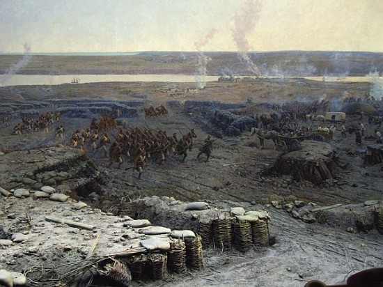 The Siege of Sevastopol Panorama (mixed media) van Franz Roubaud