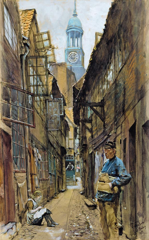 A Back Alley in Hamburg van Franz Skarbina