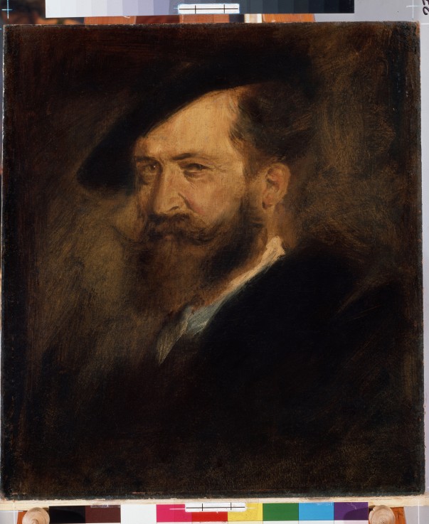 Portrait of the artist Wilhelm Busch (1832-1908) van Franz von Lenbach