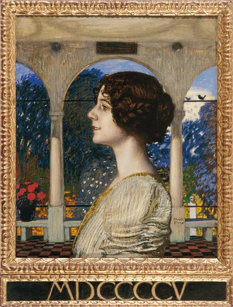 Weibliches Portrait, in der Säulenhalle van Franz von Stuck