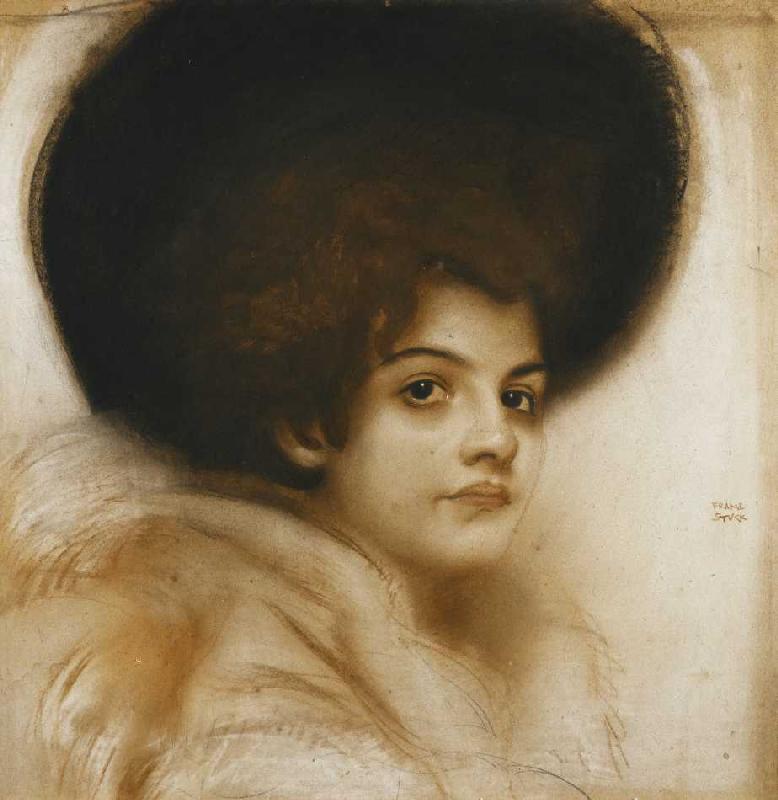 Porträt einer Dame mit Hut. van Franz von Stuck