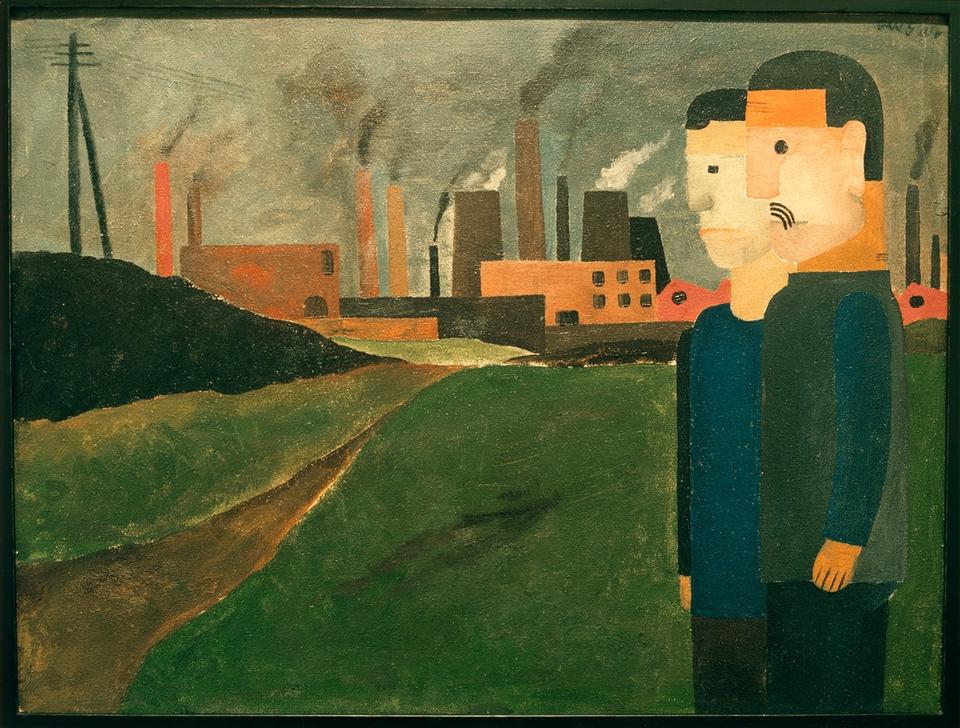 Industrial landscape with workers van Franz W. Seiwert