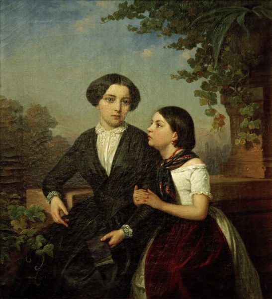Winterhalter / Two girls on balcony van Franz Xaver Winterhalter