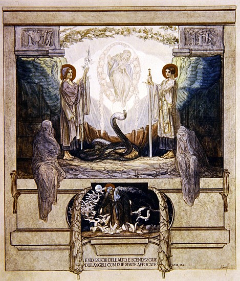 Illustration from Dante''s ''Divine Comedy'', Purgatory, Canto VIII: 24 van Franz von (Choisy Le Conin) Bayros