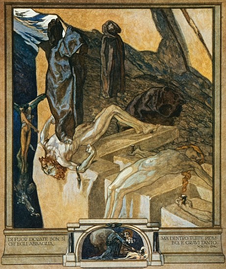 Illustration from Dante''s ''Divine Comedy'', Inferno, Canto XXIII van Franz von (Choisy Le Conin) Bayros