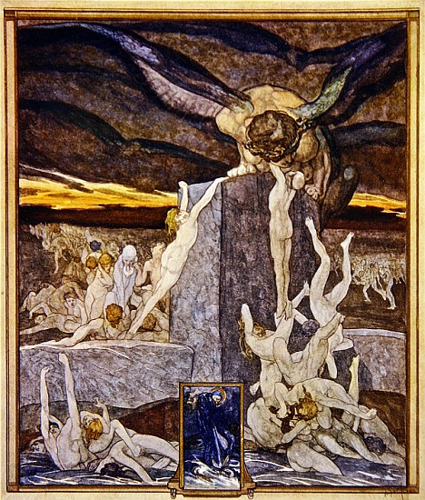 Illustration from Dante''s ''Divine Comedy'', Inferno, Canto XIX van Franz von (Choisy Le Conin) Bayros