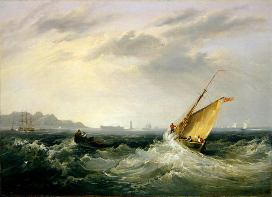 Cheshire at the Mouth of the River Mersey, 1838 (oil on canvas) (for pair see 257064) van Frederick Calvert