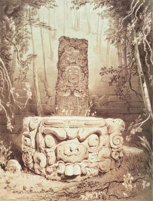 Mayan temple, Honduras (engraving) van Frederick Catherwood