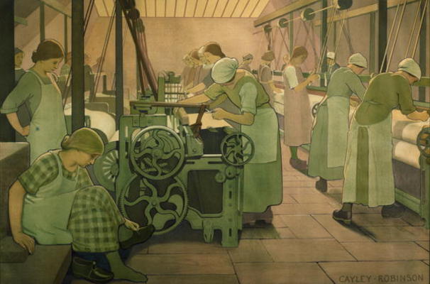 British Industries - Cotton, c.1923/4 (LMS Poster) van Frederick Cayley Robinson