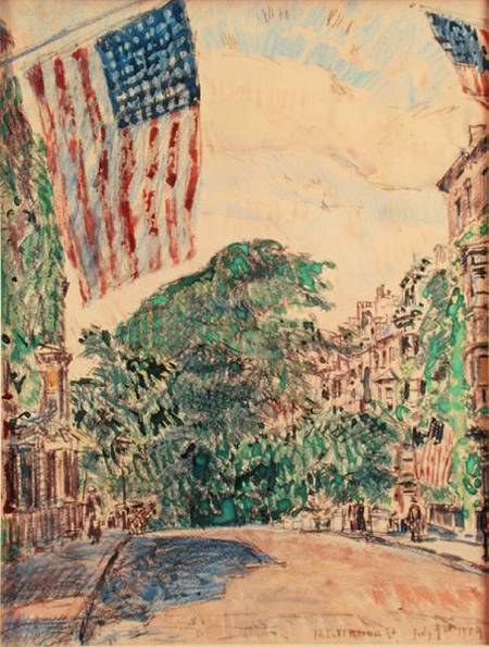 Mount Vernon Street, Boston van Frederick Childe Hassam