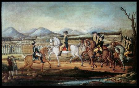 Washington Reviewing the Western Army at Fort Cumberland, Maryland van Frederick Kemmelmeyer