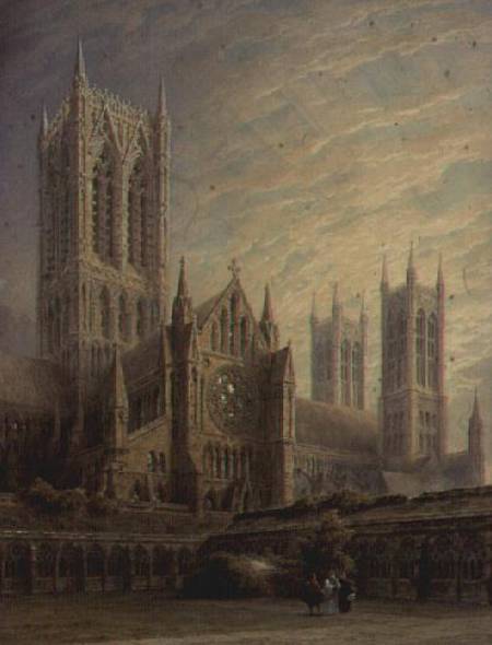 Lincoln Cathedral from the Cloisters van Frederick Mackenzie