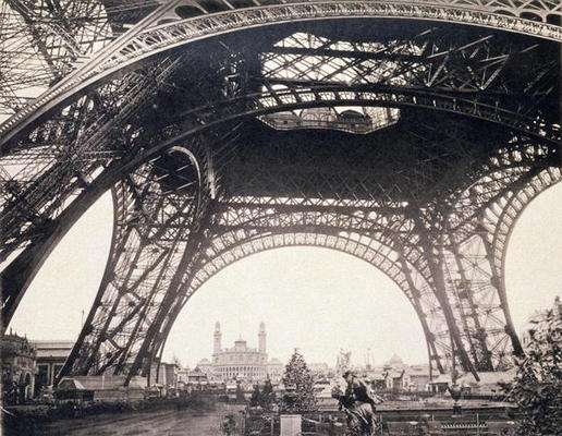 Under the Eiffel Tower, before ascending, from 'L'Album de l'Exposition 1889' by Glucq, Paris 1889 ( van French Photographer, (19th century)