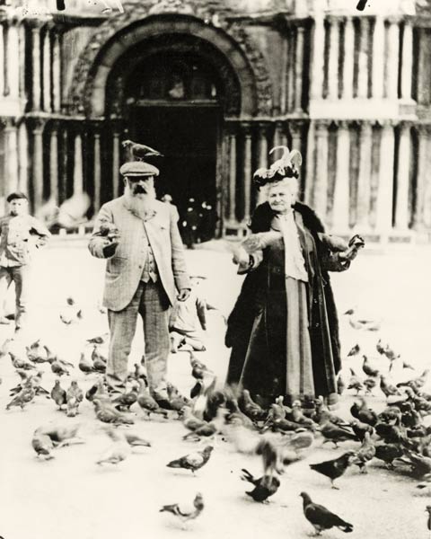 Claude Monet (1840-1926) and his wife, Alice (1844-1911) St. Mark's Square, Venice, October 1908 (b/ van French Photographer, (20th century)