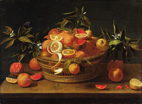 Still life with lemon, orange and pomegranate van French School