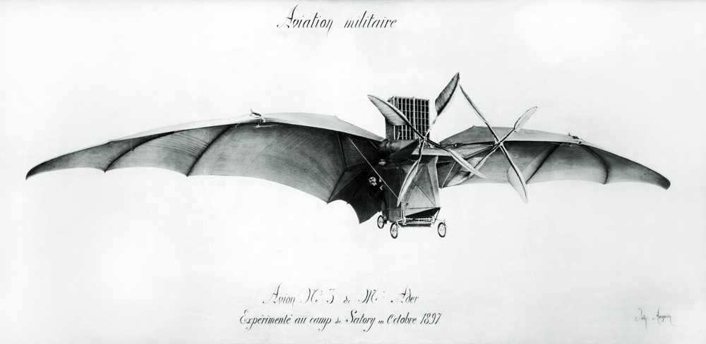 Avion III, ''The Bat'', designed Clement Ader (1841-1925) at the Satory military camp, October 1897 van French School
