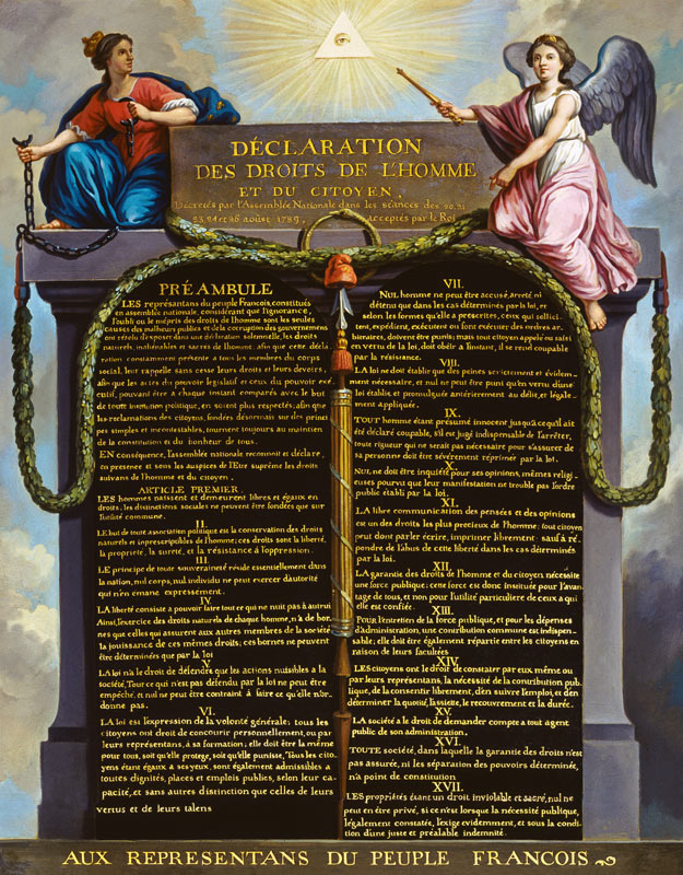 Declaration of the Rights of Man and Citizen van French School